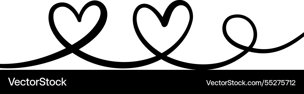 Ink heart swirl loop flourish linear banner Ink heart swirl loop flourish linear banner vector image