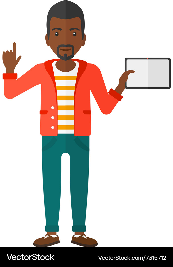 Man holding tablet computer Vector Image