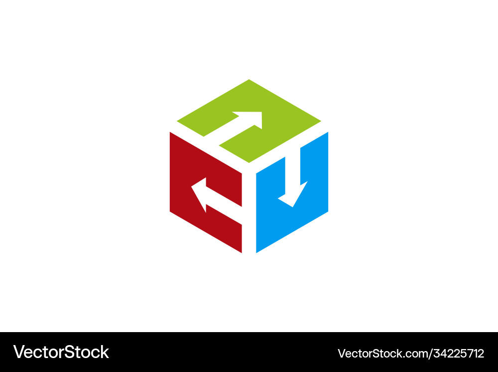 Modern Cube with Arrow vector image