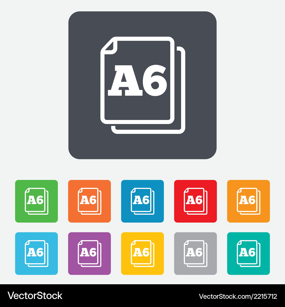 Paper size a6 standard icon document symbol Vector Image