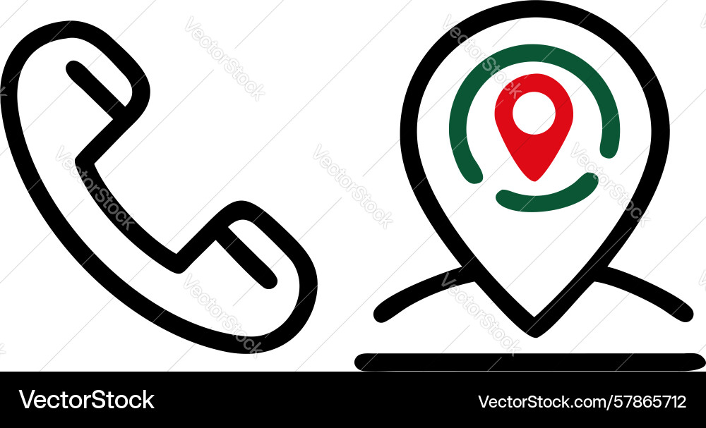 Phone call location pin icon design generative ai Vector Image