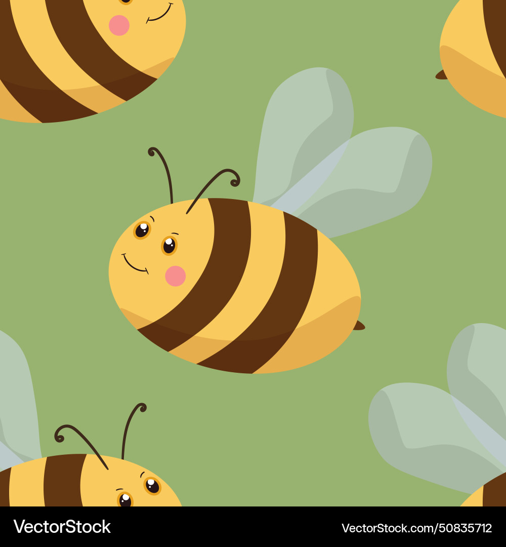 Seamless pattern with bees on color background Seamless pattern with bees on color background Vector Image