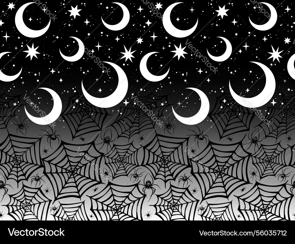 Stripes of moons and webs on gradient background Stripes of moons and webs on gradient background Vector Image