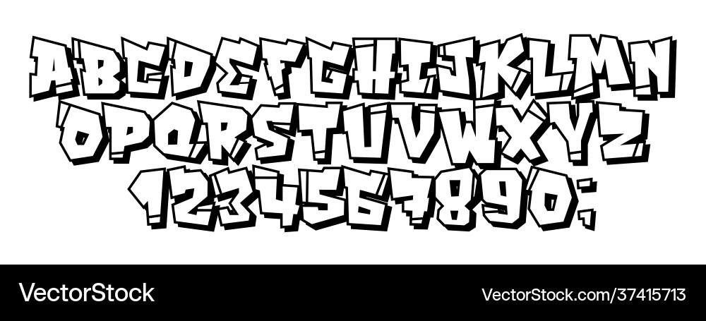 90s Hip Hop Graffiti Font vector image