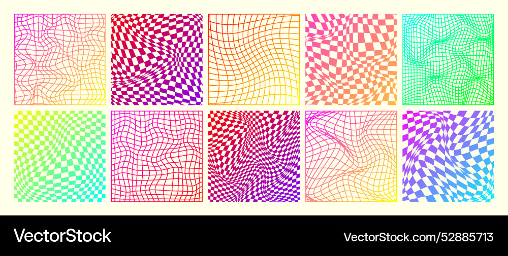 Groovy checkered pattern neon distorted tiled Groovy checkered pattern neon distorted tiled vector image