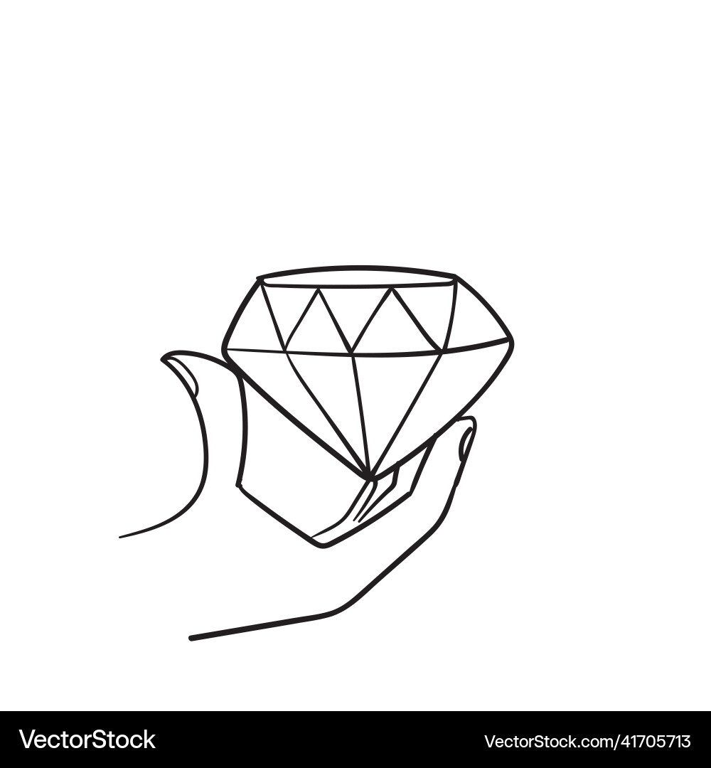 Hand drawn doodle holding diamond gem Hand drawn doodle holding diamond gem vector image