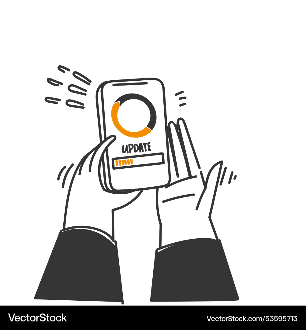 Hand drawn doodle system update loading Hand drawn doodle system update loading Vector Image