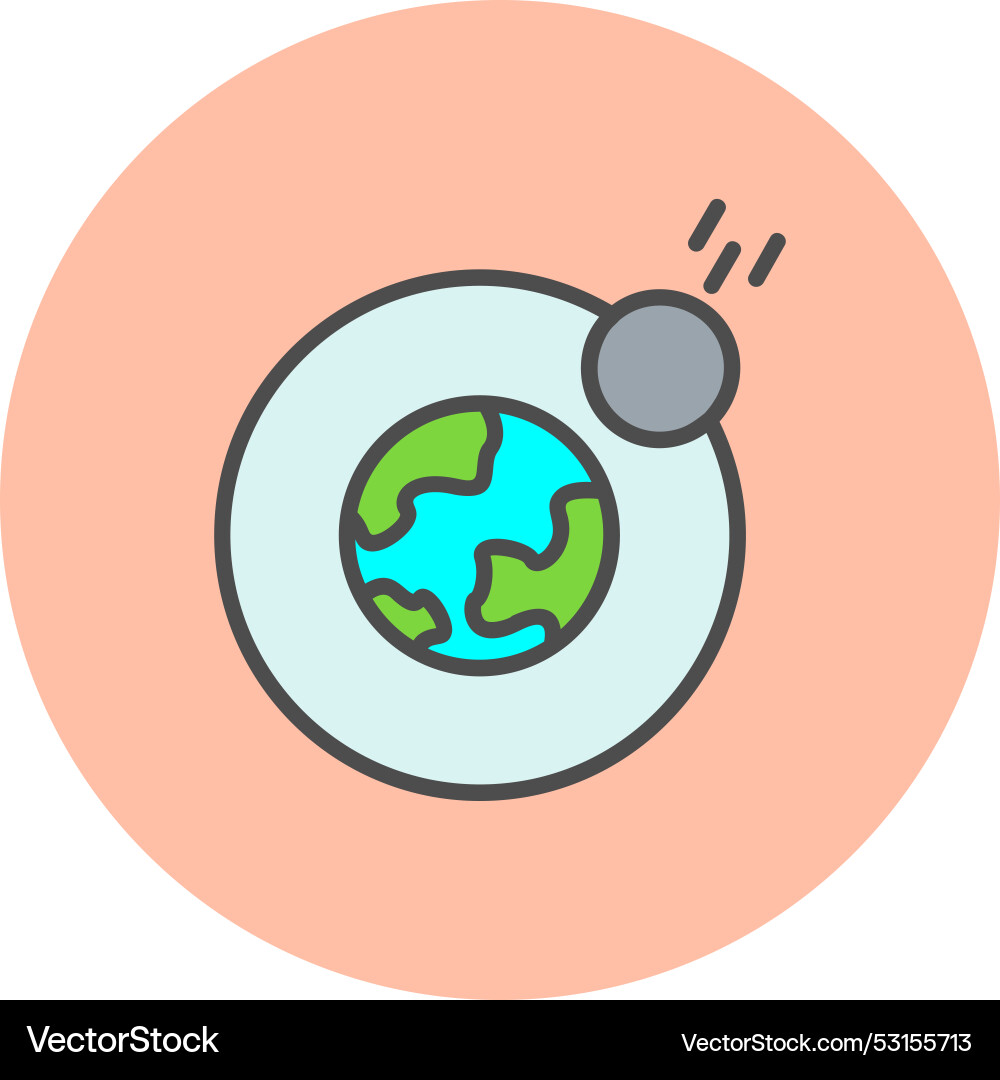 Meteor line filled circle icon Vector Image