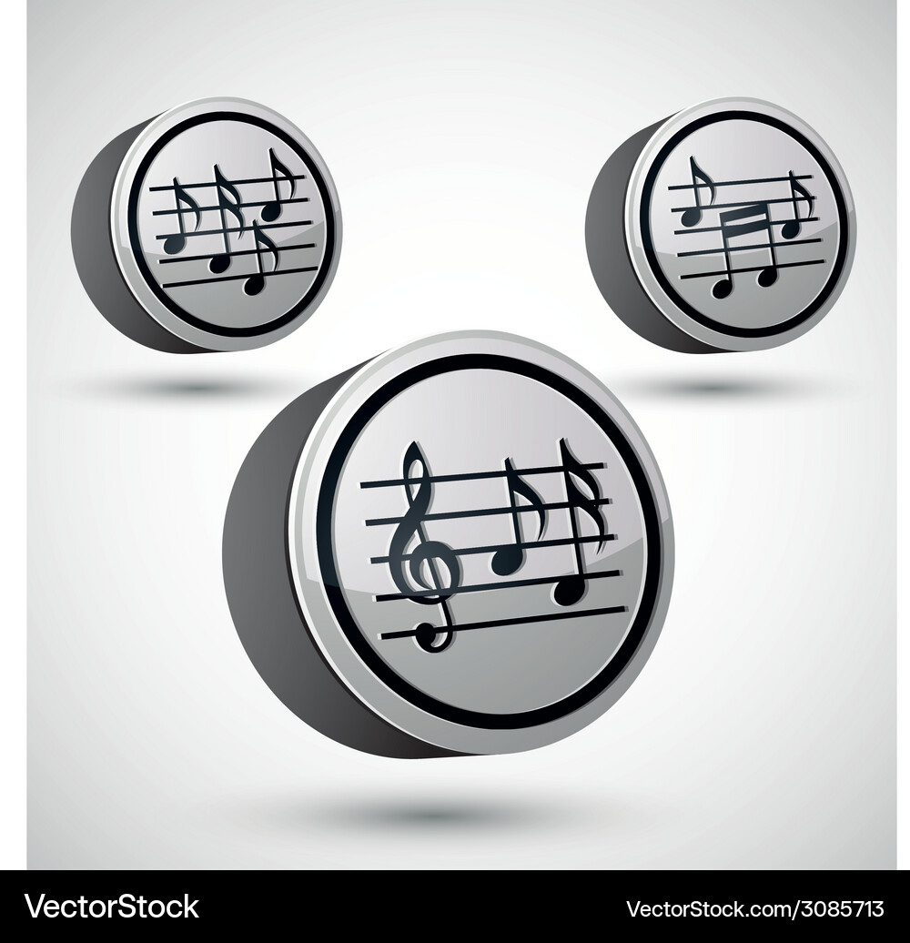 Music sheets with g key and notes icons set Vector Image