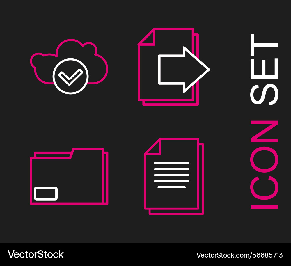 Set line document folder next page arrow Set line document folder next page arrow vector image