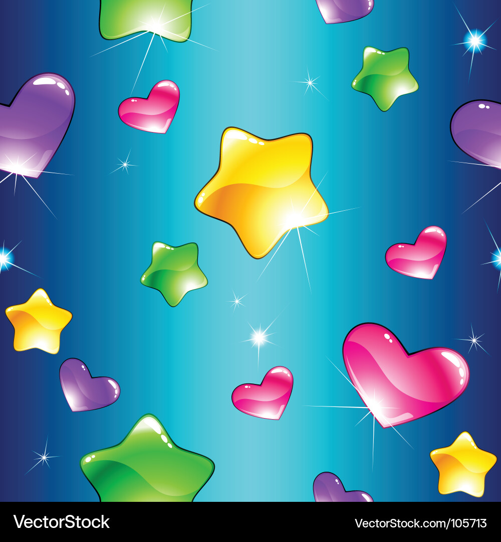 Sparkling Heart and Star Pattern Vector Image