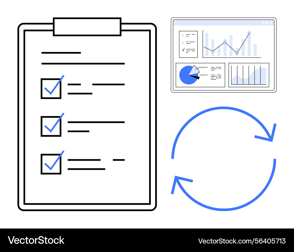 Task checklist with data analysis dashboard Task checklist with data analysis dashboard vector image