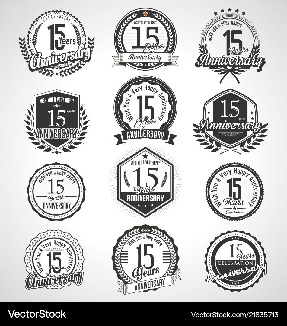 Vintage Anniversary Badges & Labels Vector Image