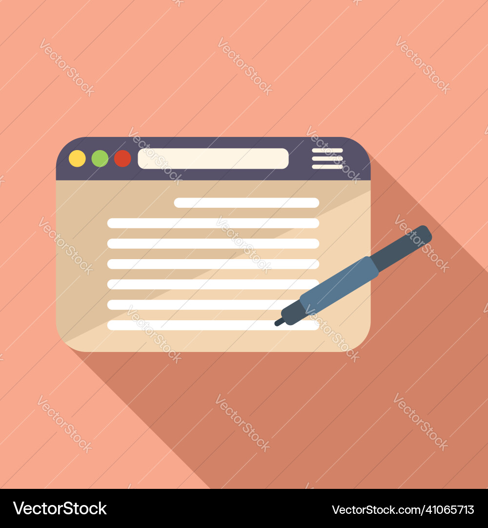 Web page writing icon flat text message Web page writing icon flat text message vector image