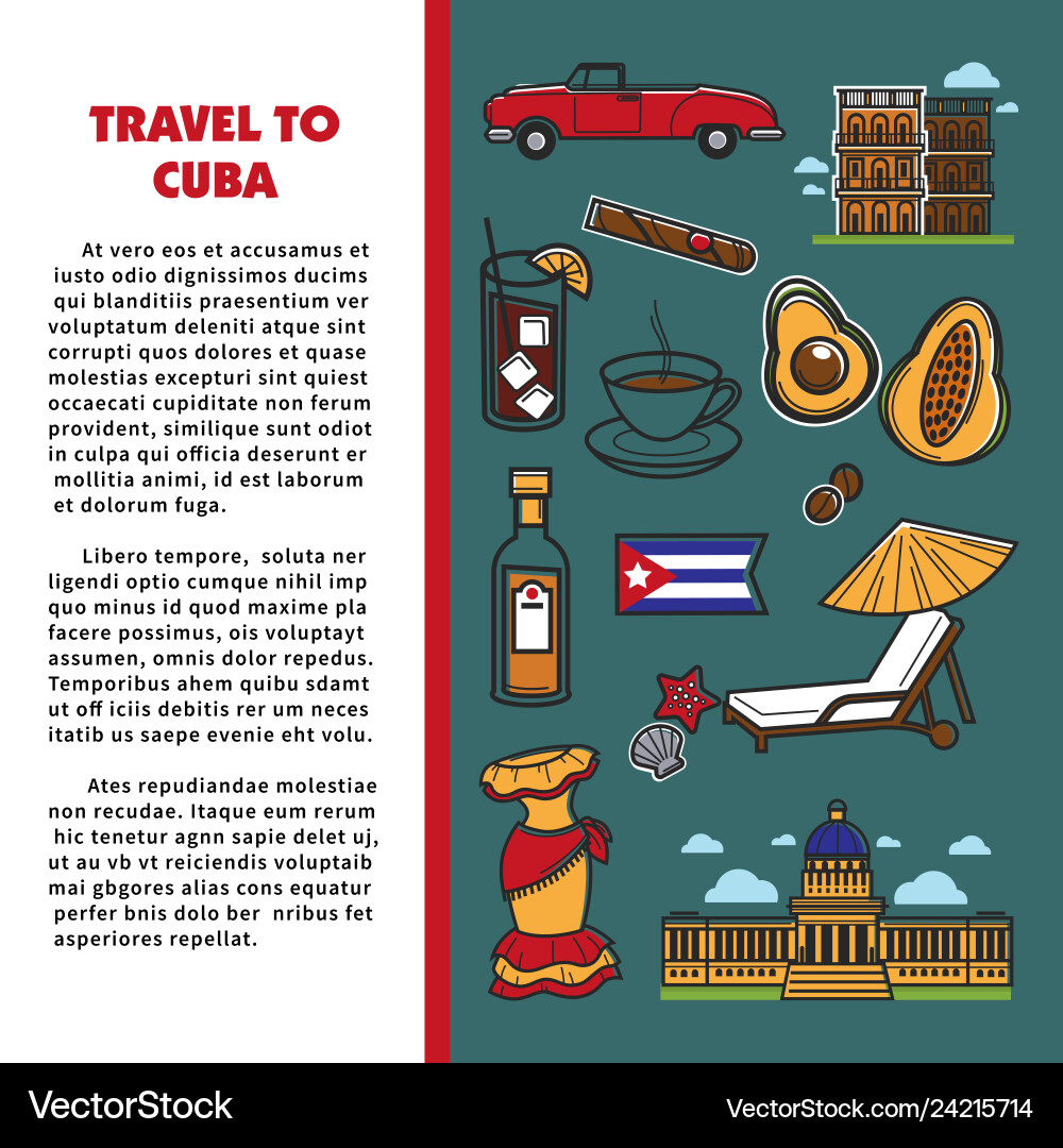 Cuba Reiseplakat mit Informationen über cuban Cuba Reiseplakat mit Informationen über cuban vektorbild