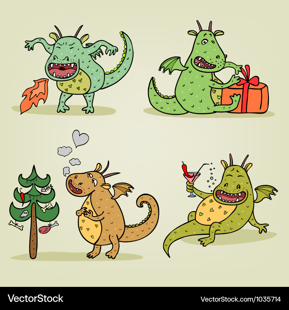 Funny dragons (1035714) – Royalty-Free Vector | VectorStock