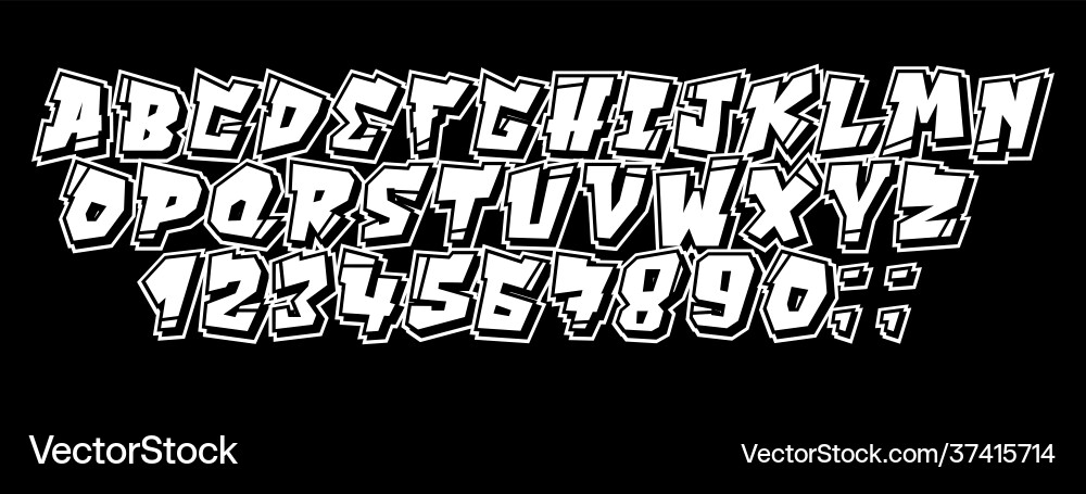 Graffiti and hip hop font 90s style Graffiti and hip hop font 90s style vector image