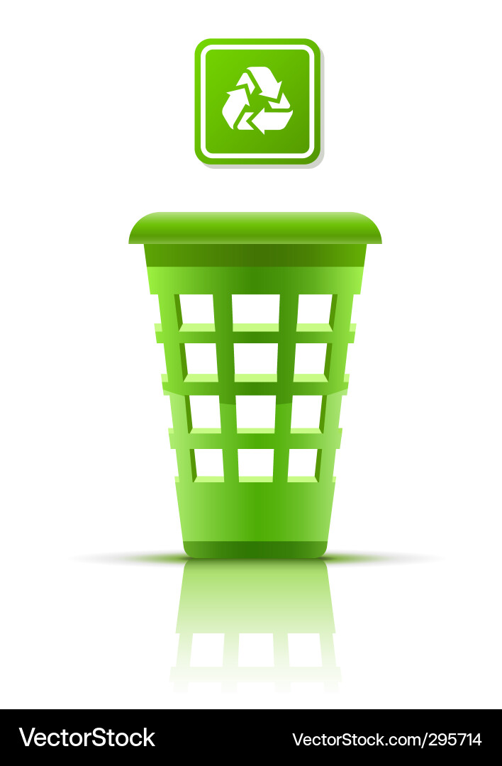 Green garbage basket with indicator vector image