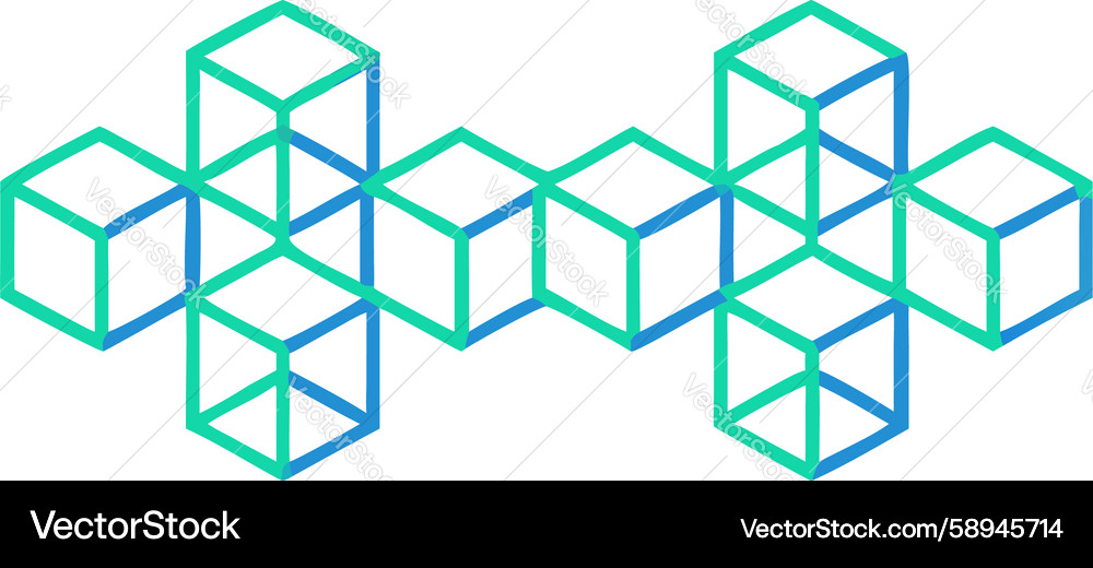 Interlocking Gradient Cubes Vector Image