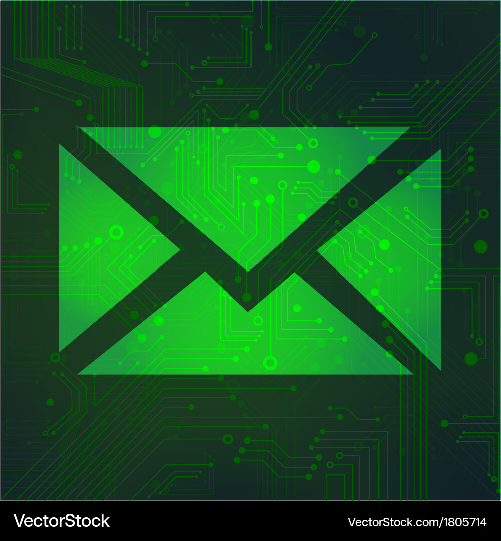 Message circuit over green background vector image