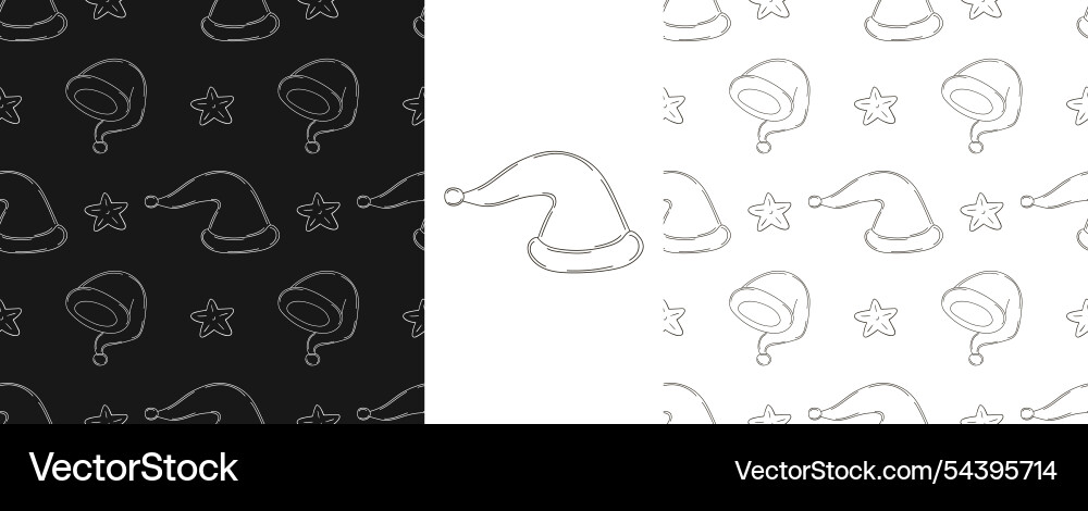 New year set monochrome pattern in hand draw style New year set monochrome pattern in hand draw style Vector Image