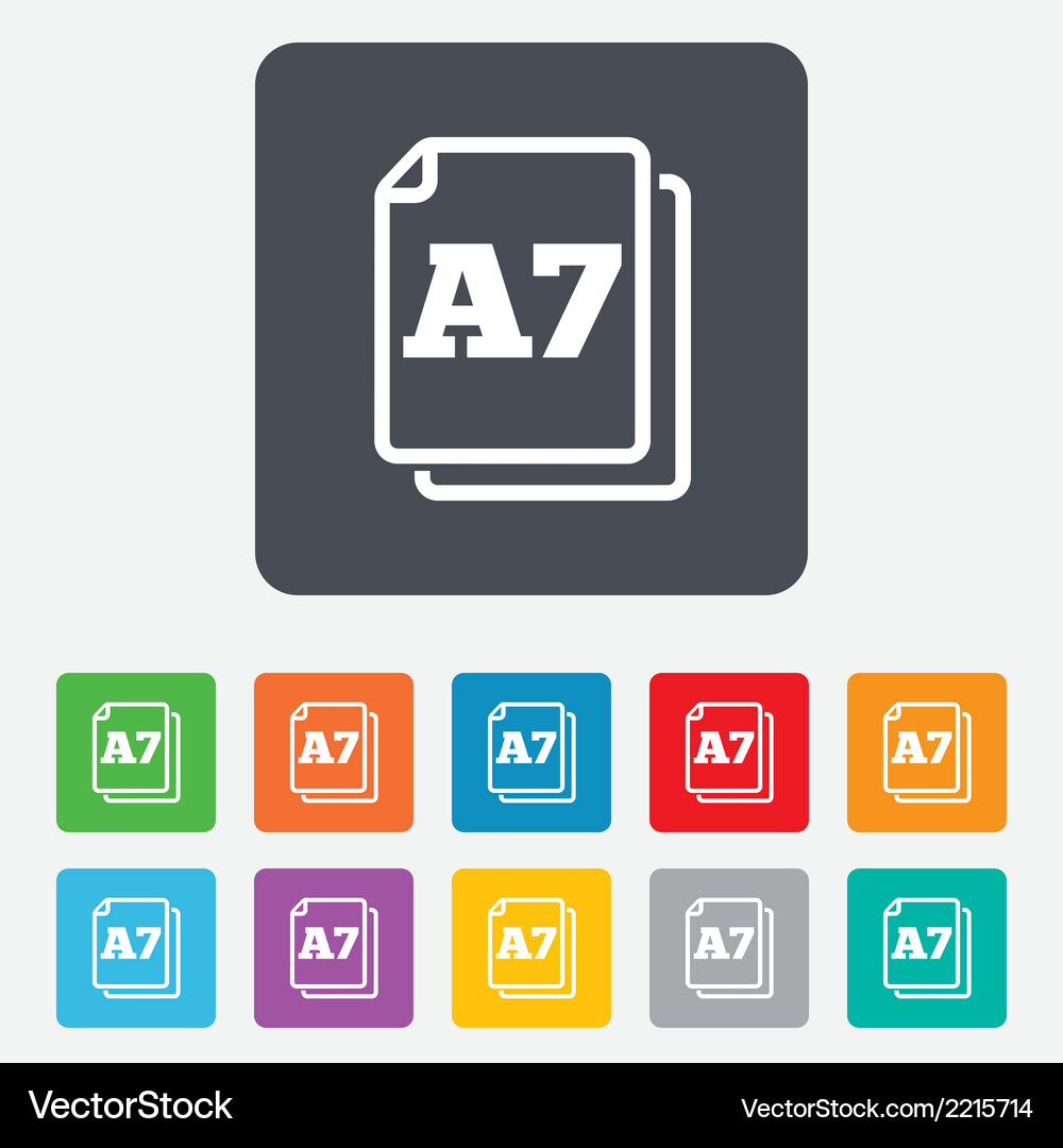 Paper size a7 standard icon document symbol Vector Image