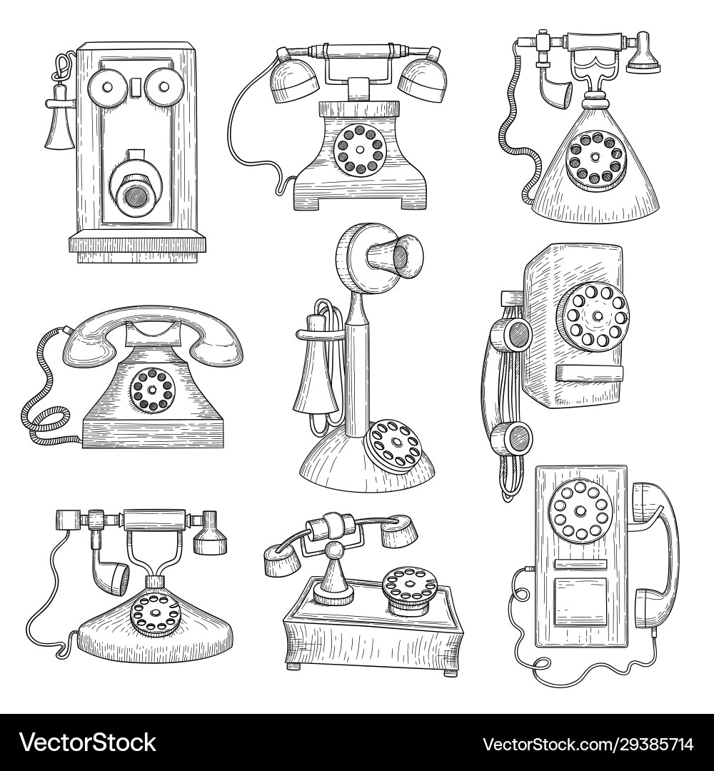 Retro telephone old ancient technology gadgets Retro telephone old ancient technology gadgets vector image
