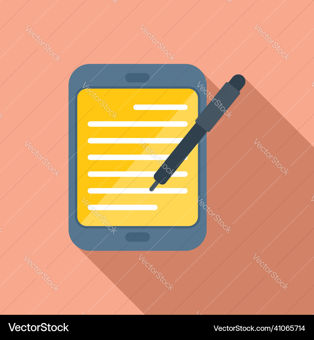 Tablet writing icon flat write message Tablet writing icon flat write message vector image