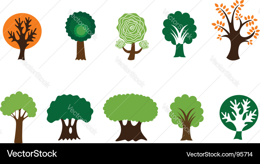 Tree Symbol Collection Vector Image