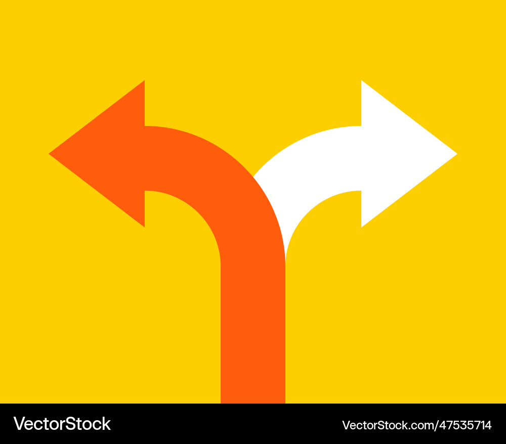 Two arrow double direction option way fork path Two arrow double direction option way fork path vector image