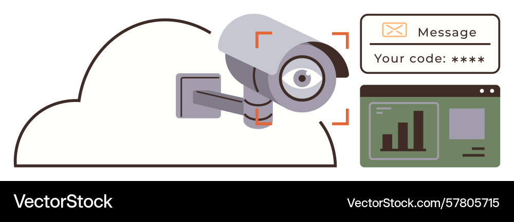 Cloud surveillance system with data and security Vector Image
