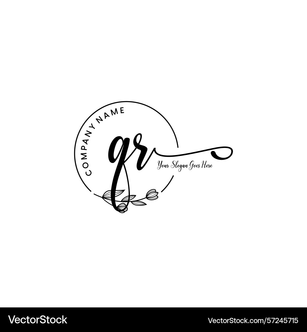 Elegant qr initial logo design with botanical Vector Image