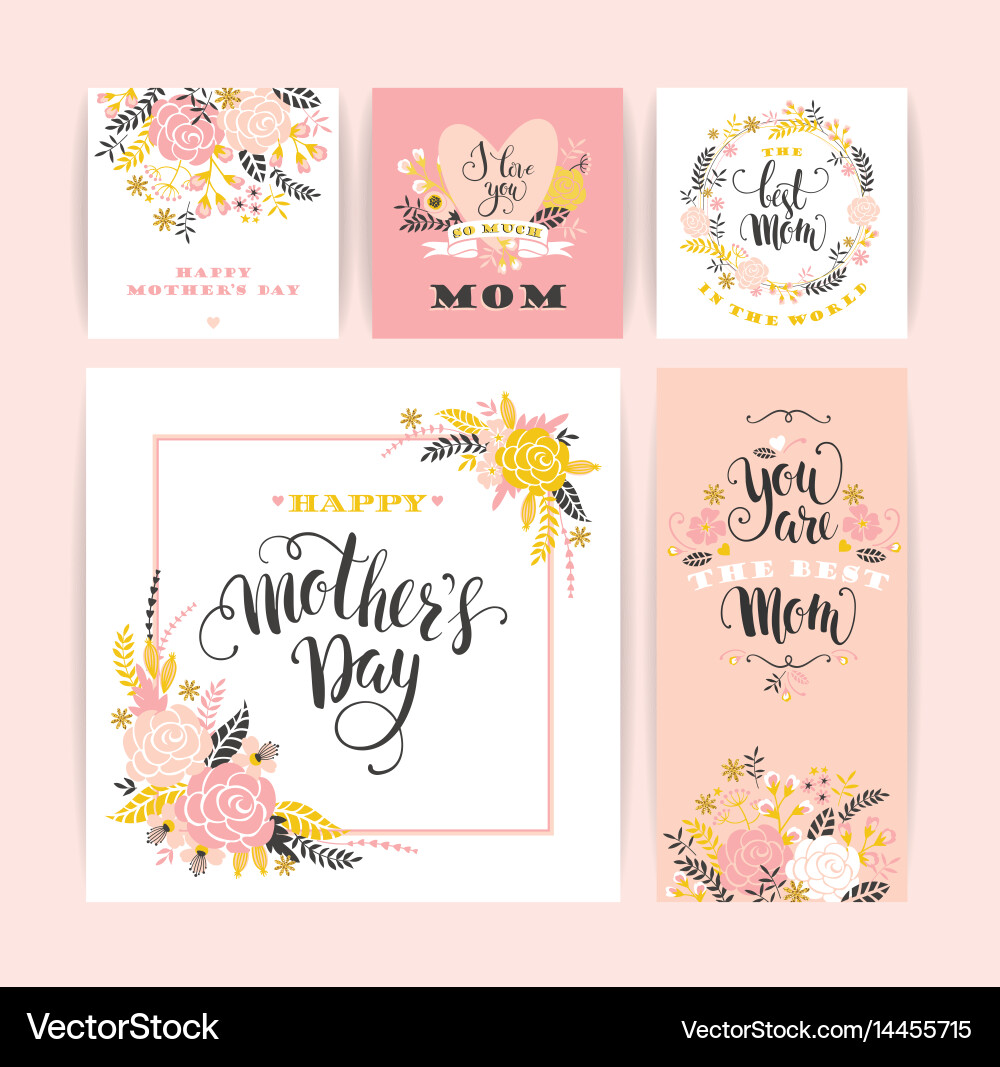 Floral Mothers Day Greeting Cards Vector Image
