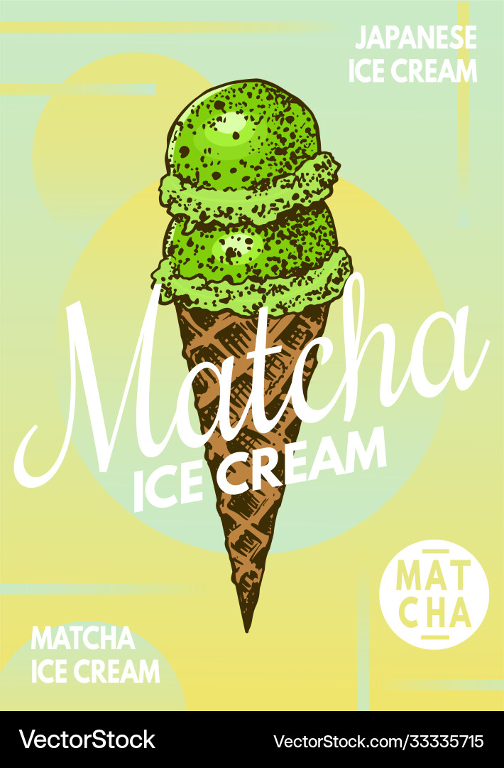 Matcha green tea ice cream poster japanese banner vector image