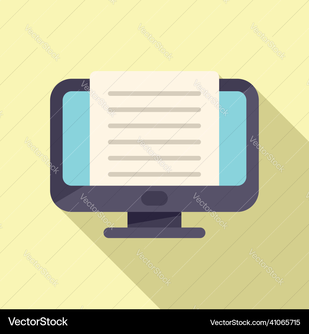 Monitor message icon flat note text Monitor message icon flat note text vector image
