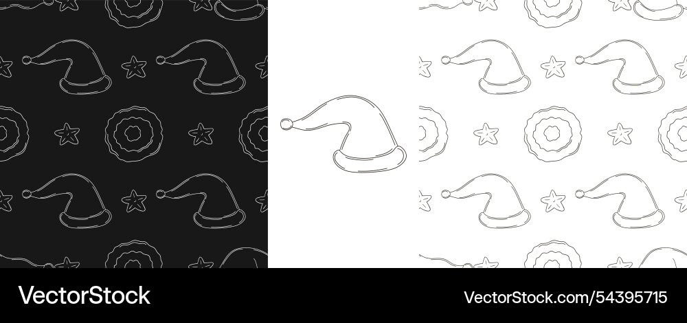 New year set monochrome pattern in hand draw style New year set monochrome pattern in hand draw style vector image