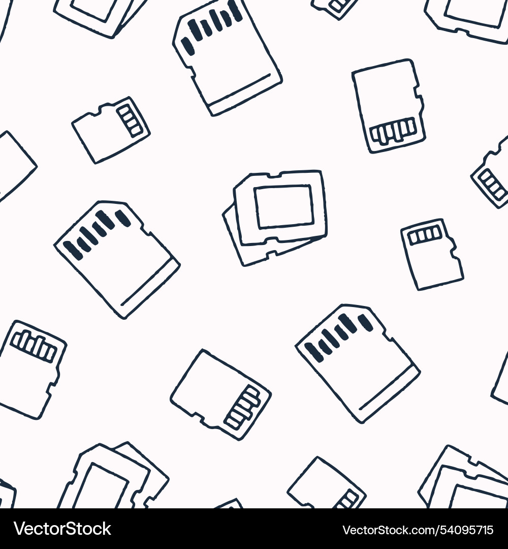 Outline memory card seamless pattern for print Outline memory card seamless pattern for print vector image