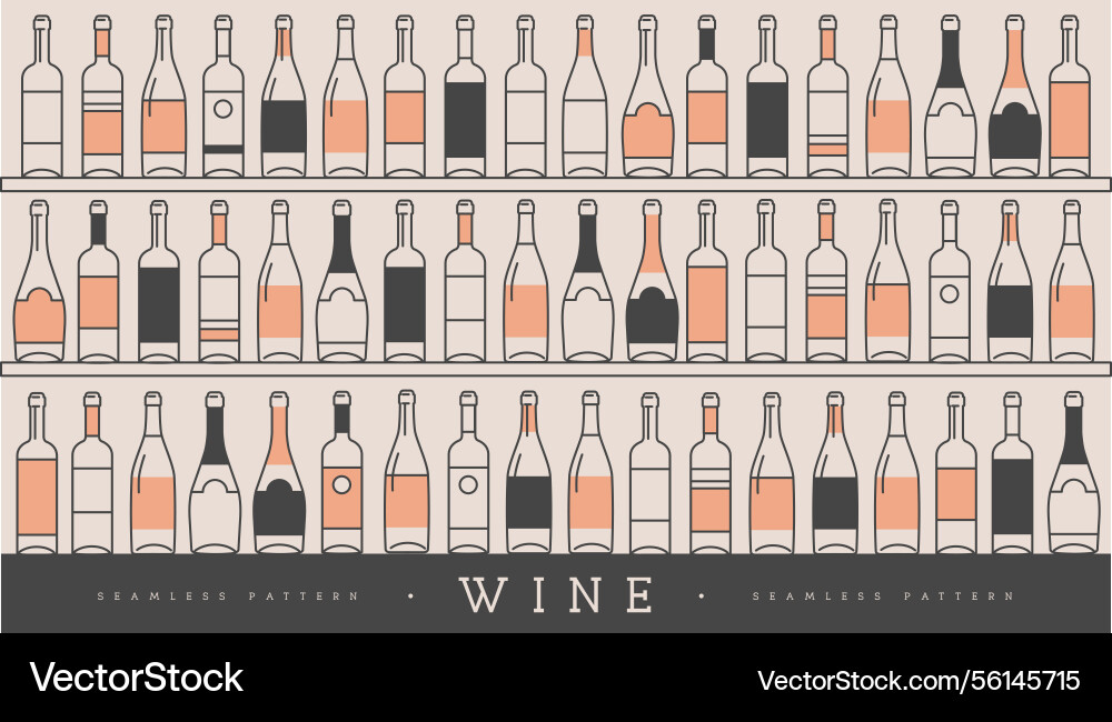 Seamless pattern with various wine bottles Seamless pattern with various wine bottles vector image