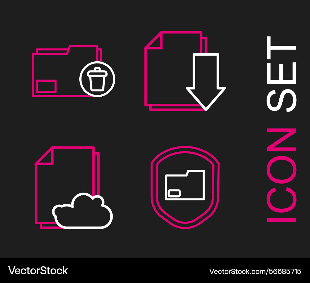 Set line document folder protection cloud storage Set line document folder protection cloud storage Vector Image