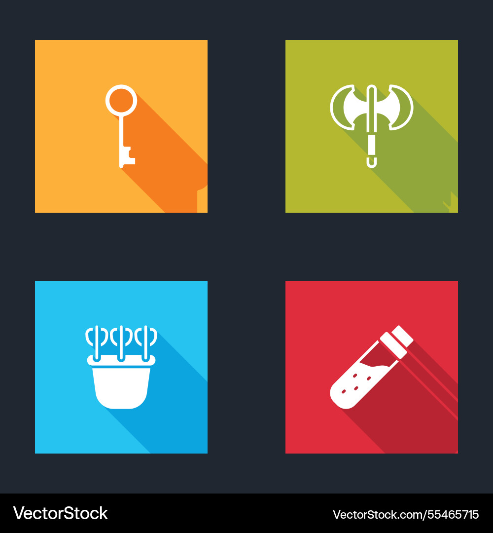 Set old key medieval poleaxe quiver with arrows Set old key medieval poleaxe quiver with arrows vector image