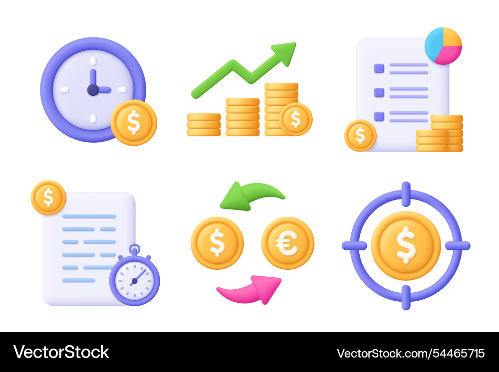 Watch coin stack file diagram graph Watch coin stack file diagram graph vector image