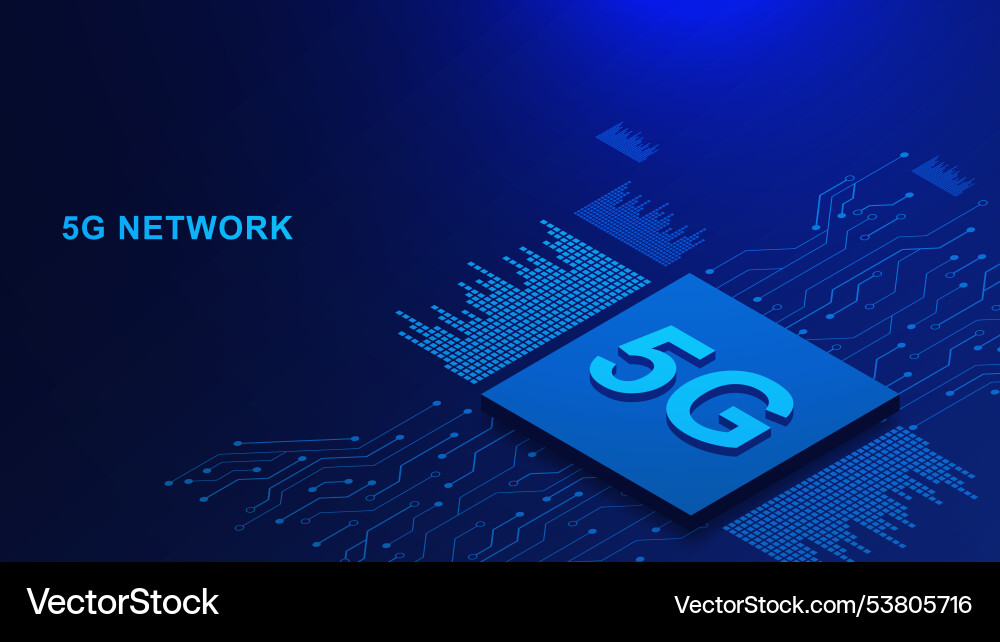 5g network with microchip and electronic circuit 5g network with microchip and electronic circuit vector image