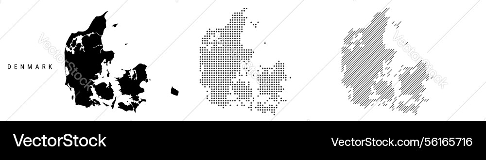 Denmark silhouette map and two patterns of dots Denmark silhouette map and two patterns of dots vector image