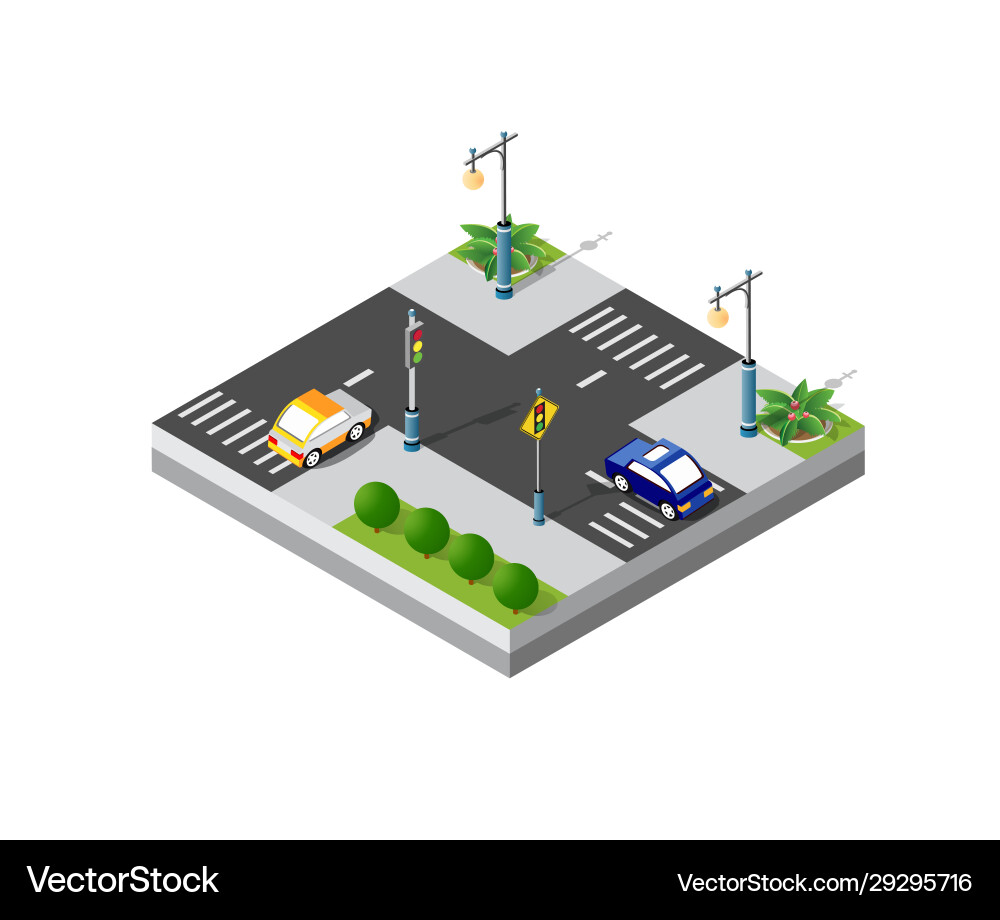 Isometric 3d block module district part Isometric 3d block module district part vector image