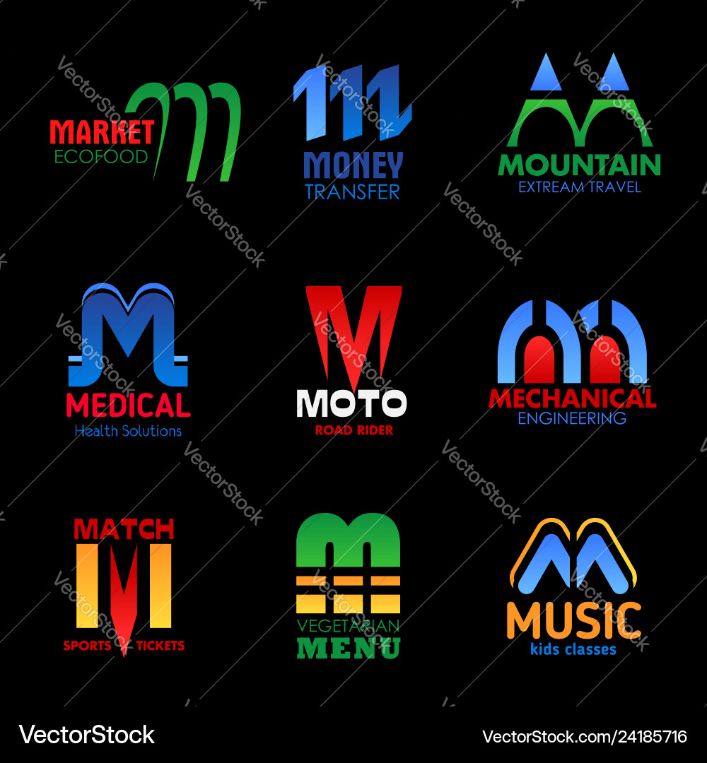 M Buchstaben Icons Sportmedizin Corporate Identity M Buchstaben Icons Sportmedizin Corporate Identity vektorbild