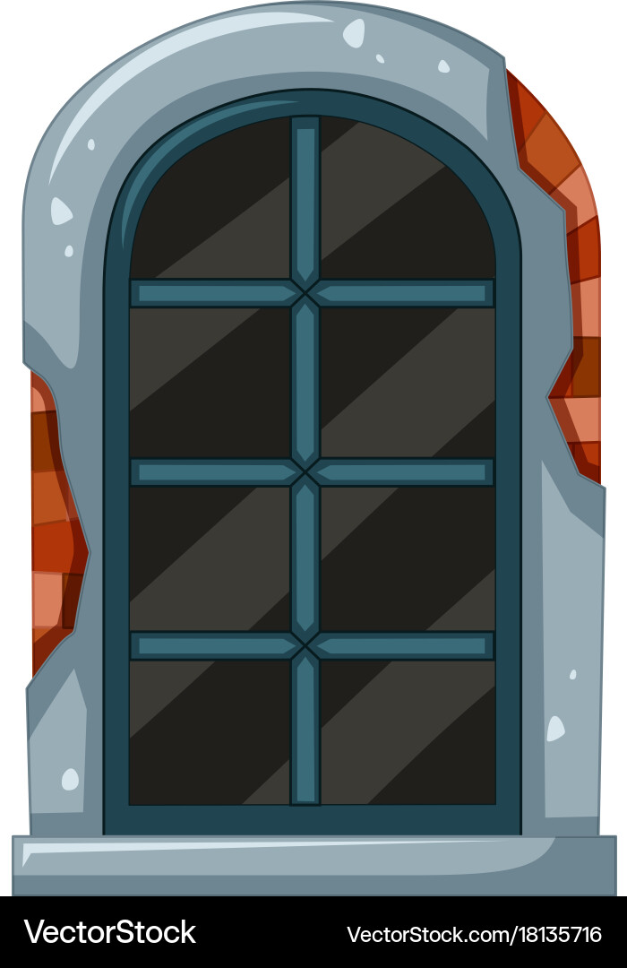 Old window with bricks frame Vector Image