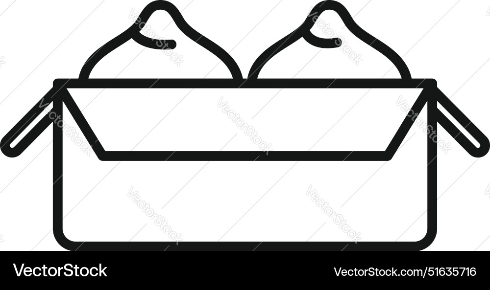 Open cardboard box holding two round objects Open cardboard box holding two round objects vector image