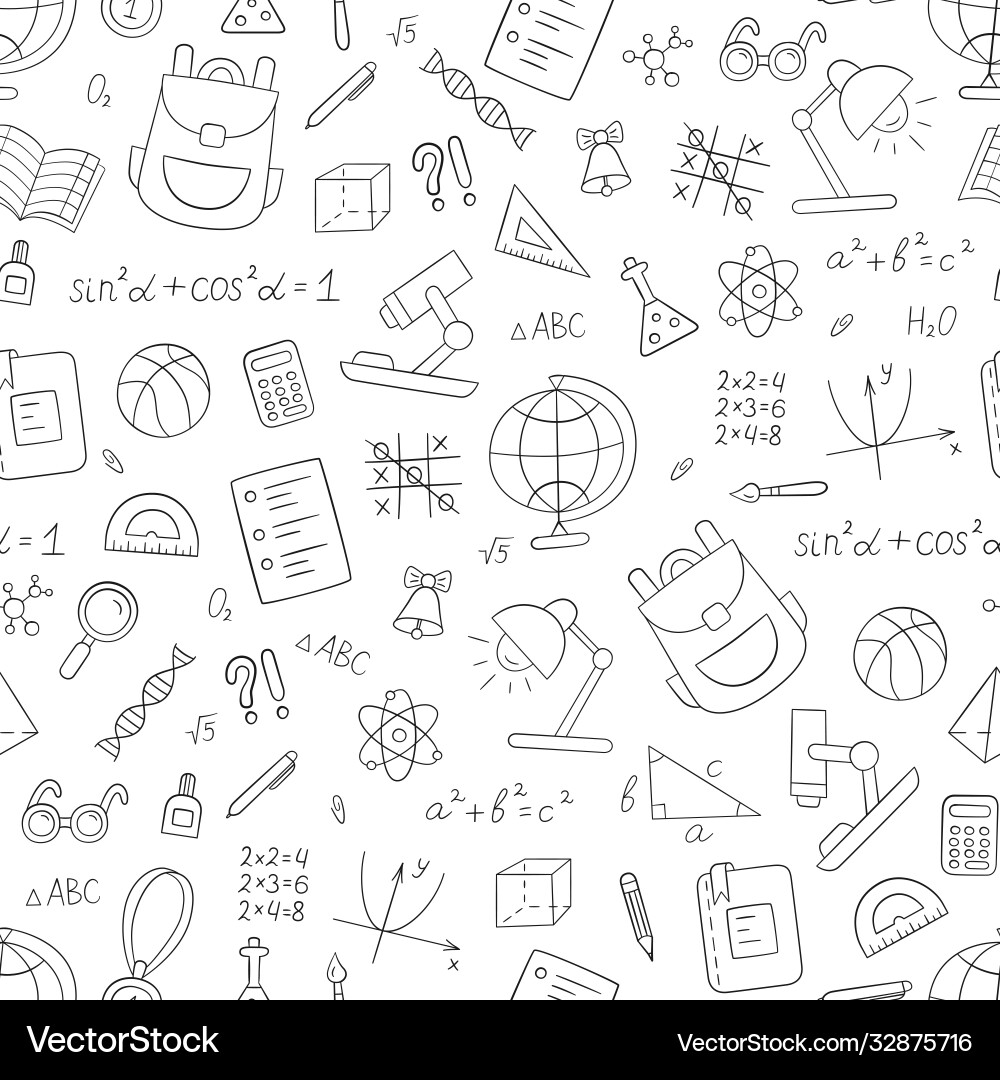 School seamless pattern in doodle style hand School seamless pattern in doodle style hand vector image