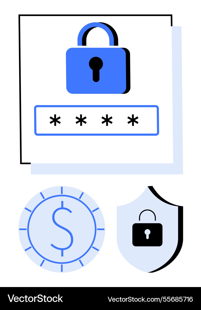 Secure password entry with lock shield icon Secure password entry with lock shield icon vector image