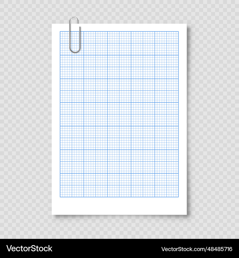 Sheet of graph paper with grid millimeter vector image